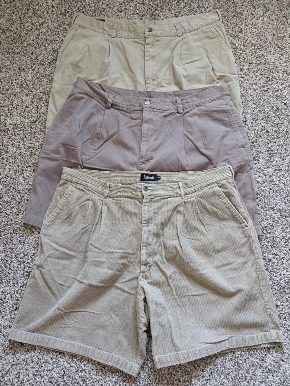 Vintage Golf Shorts Mens 42 Ashworth Izod Lot of 3 Pairs Chino Corduroy Neutral